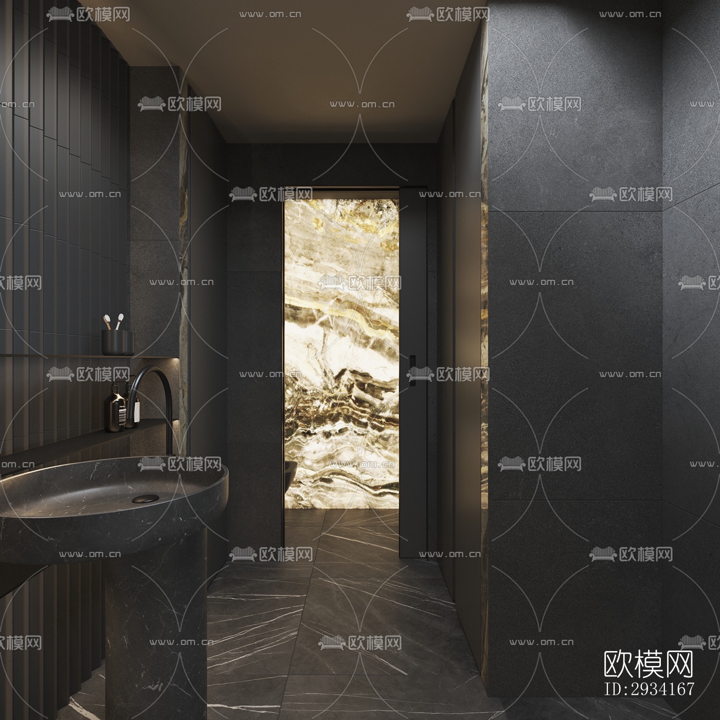 高级灰别墅效果图下载（渲染图3）