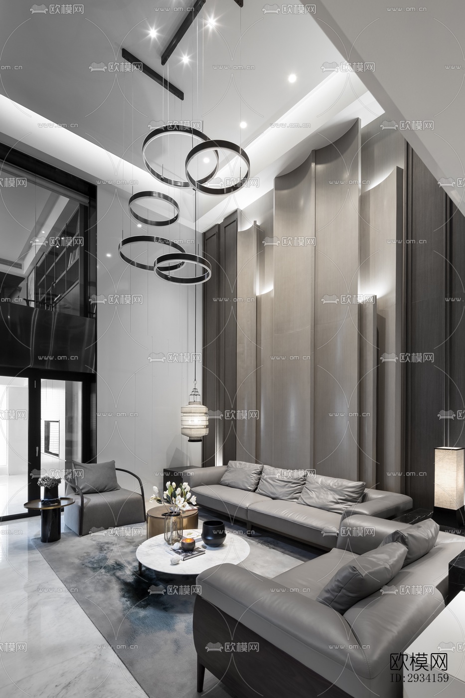 高级灰别墅效果图下载（渲染图9）