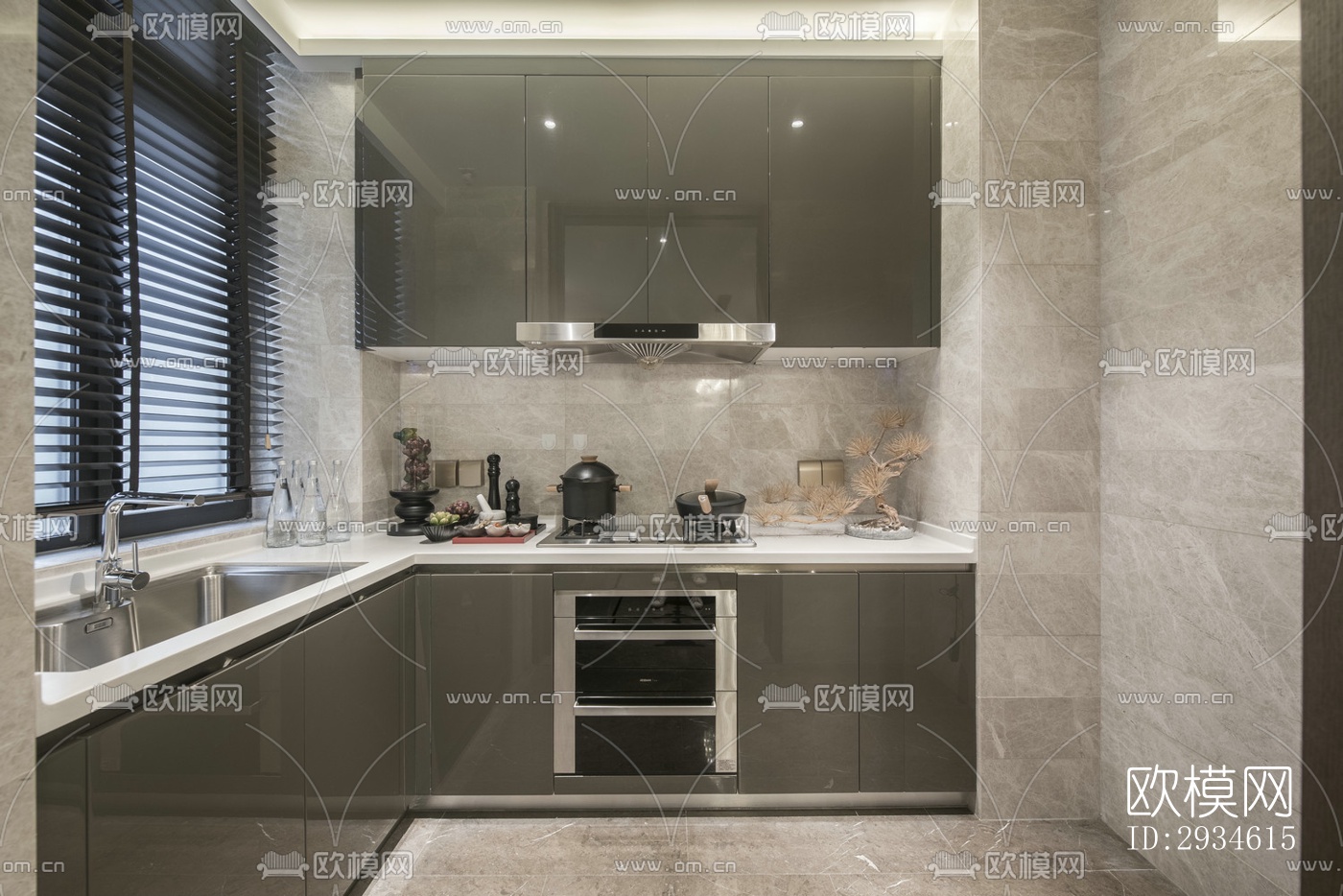 新中式平层效果图下载（渲染图11）