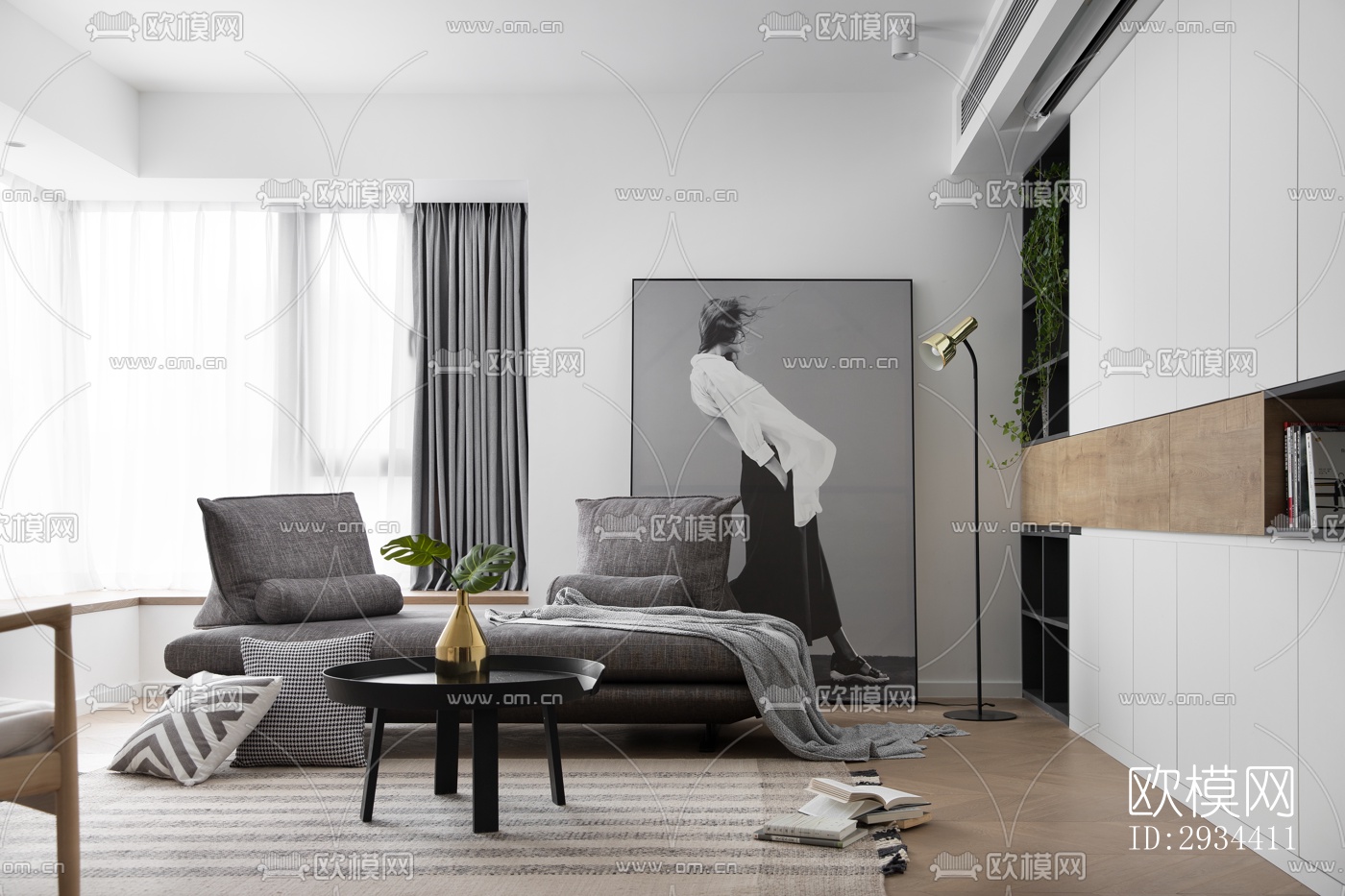 北欧平层效果图下载（渲染图4）