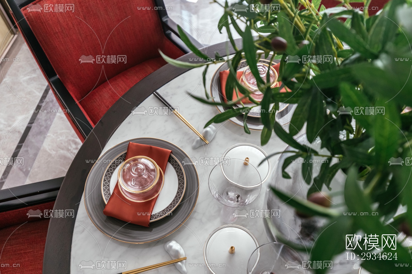 新中式平层效果图下载（渲染图18）