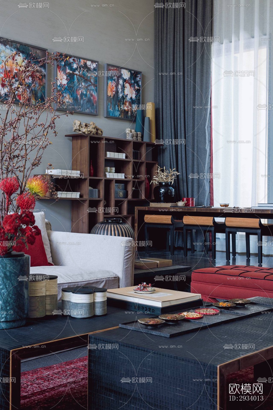 新中式别墅效果图下载（渲染图8）