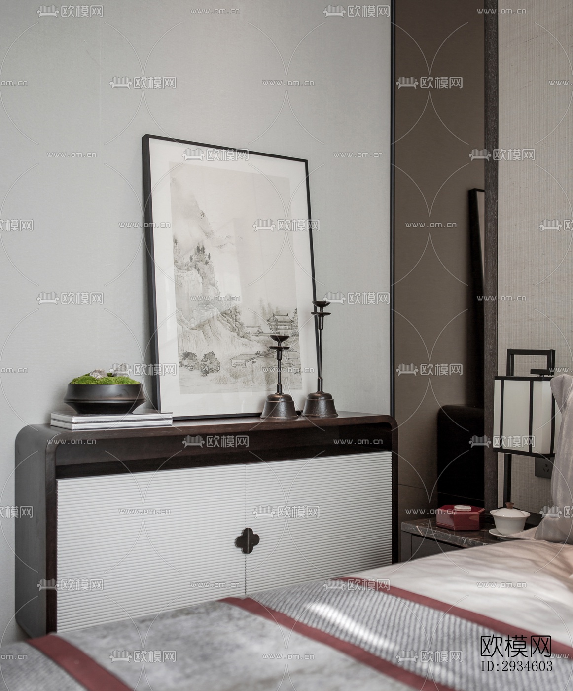 新中式平层效果图下载（渲染图18）