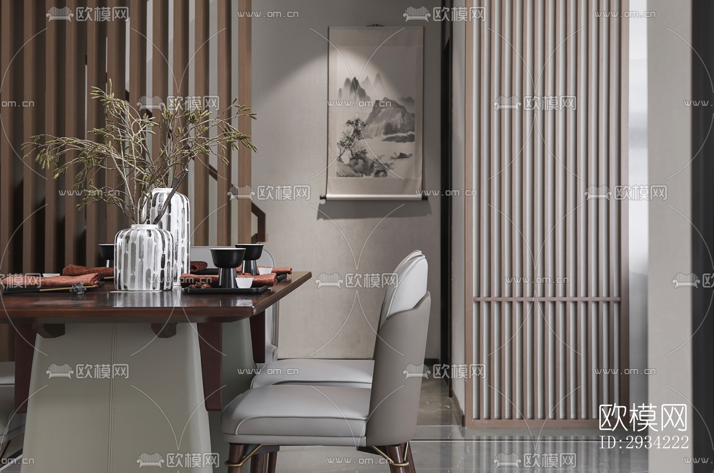 新中式复式效果图下载（渲染图20）