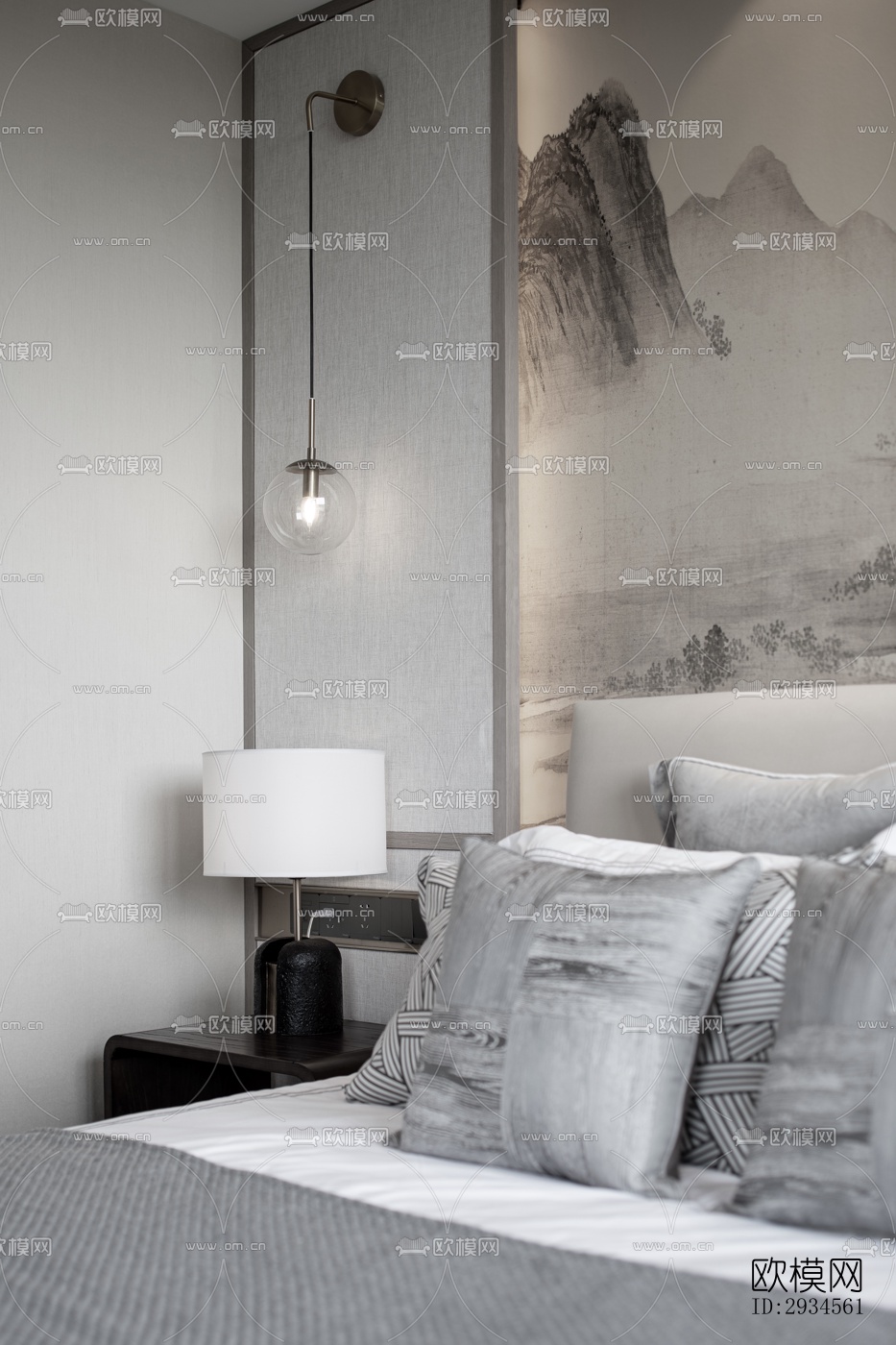 新中式平层效果图下载（渲染图11）