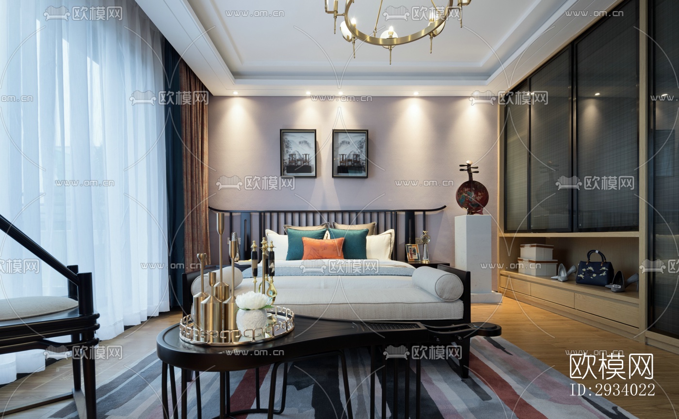 新中式别墅效果图下载（渲染图12）