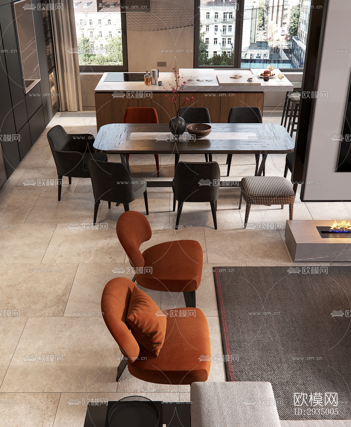 现代平层效果图下载（渲染图18）