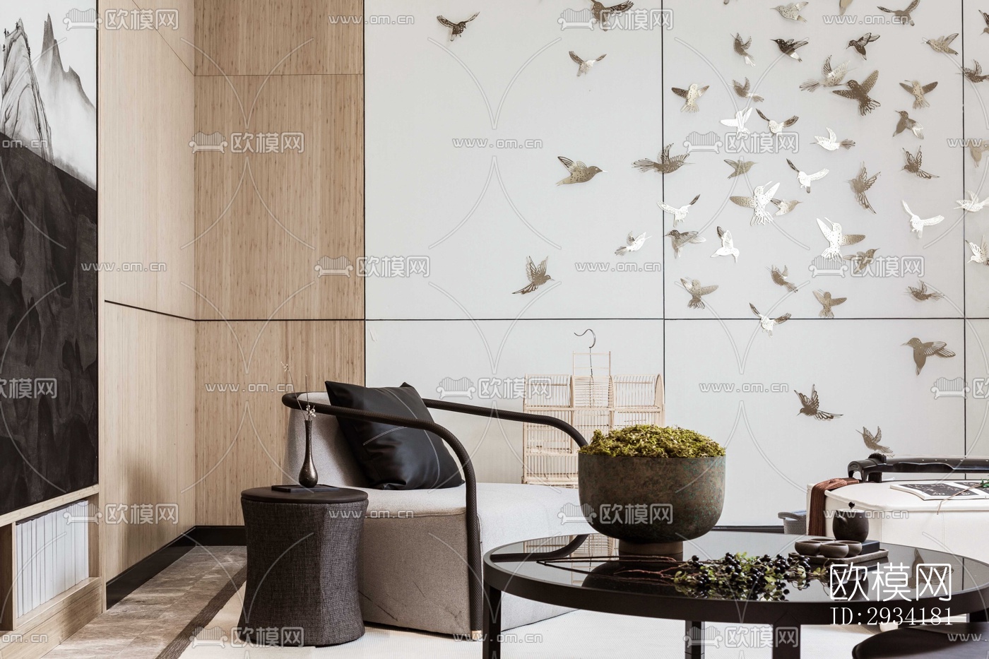 新中式复式效果图下载（渲染图4）