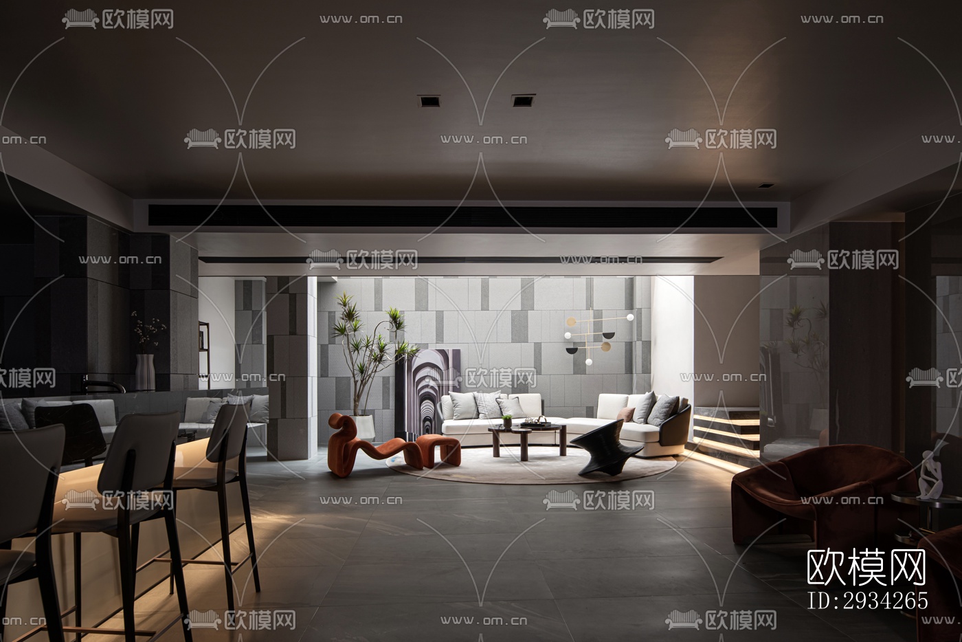 现代复式效果图下载（渲染图10）