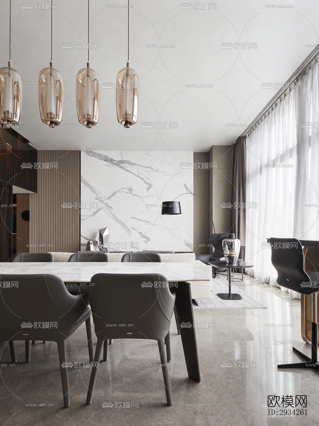 现代复式效果图下载（渲染图7）