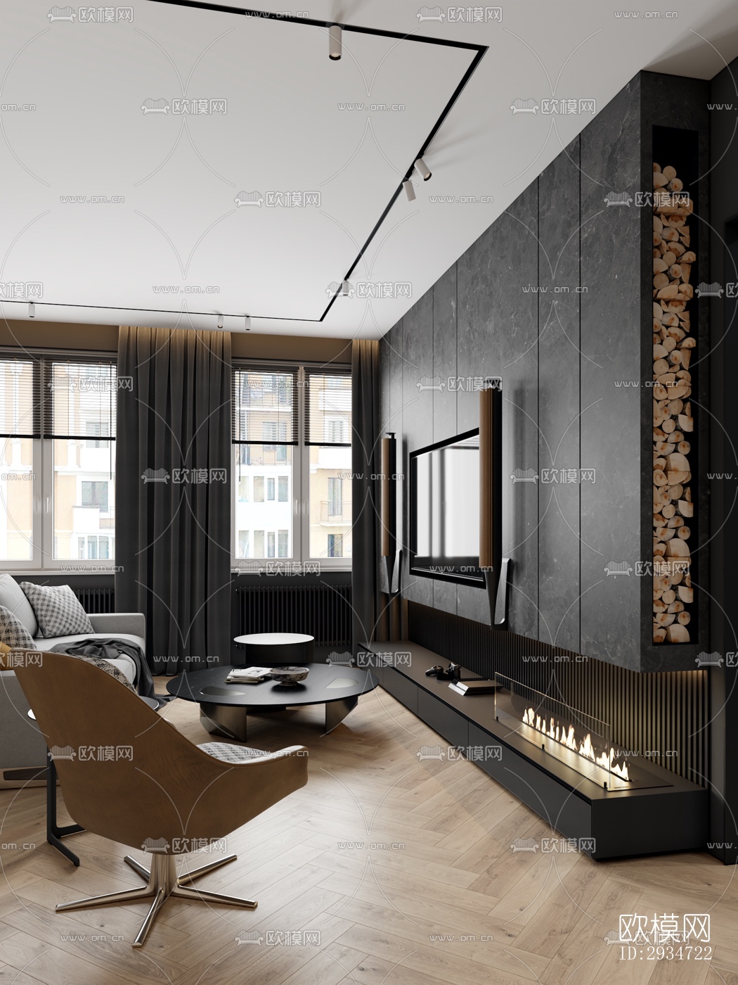 现代平层效果图下载（渲染图12）