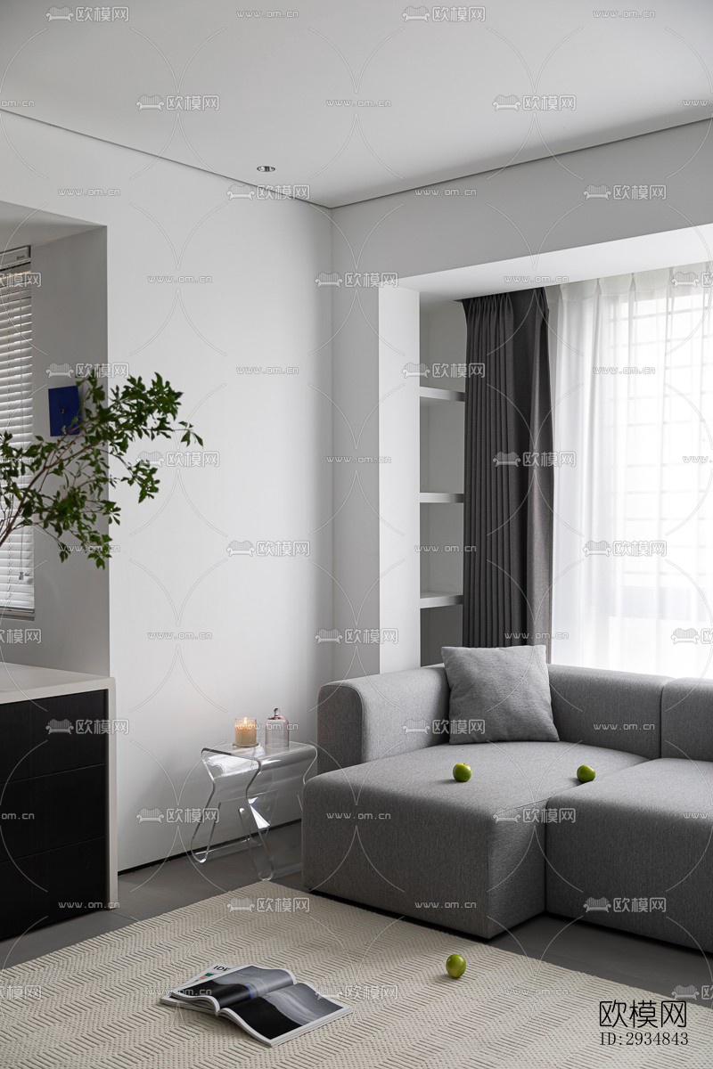 现代平层效果图下载（渲染图3）