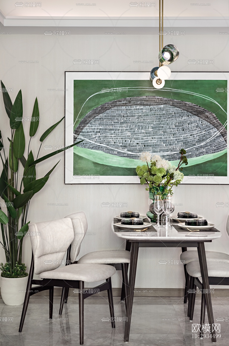 新中式平层效果图下载（渲染图15）