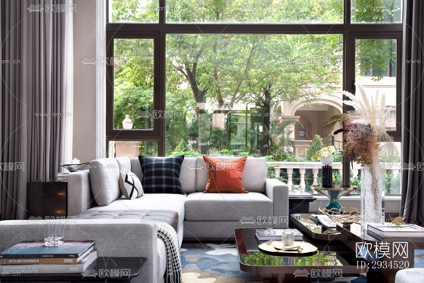 新中式平层效果图下载（渲染图10）