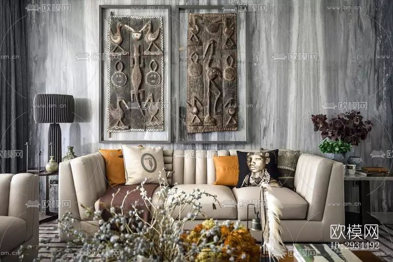 新中式平层效果图下载（渲染图16）