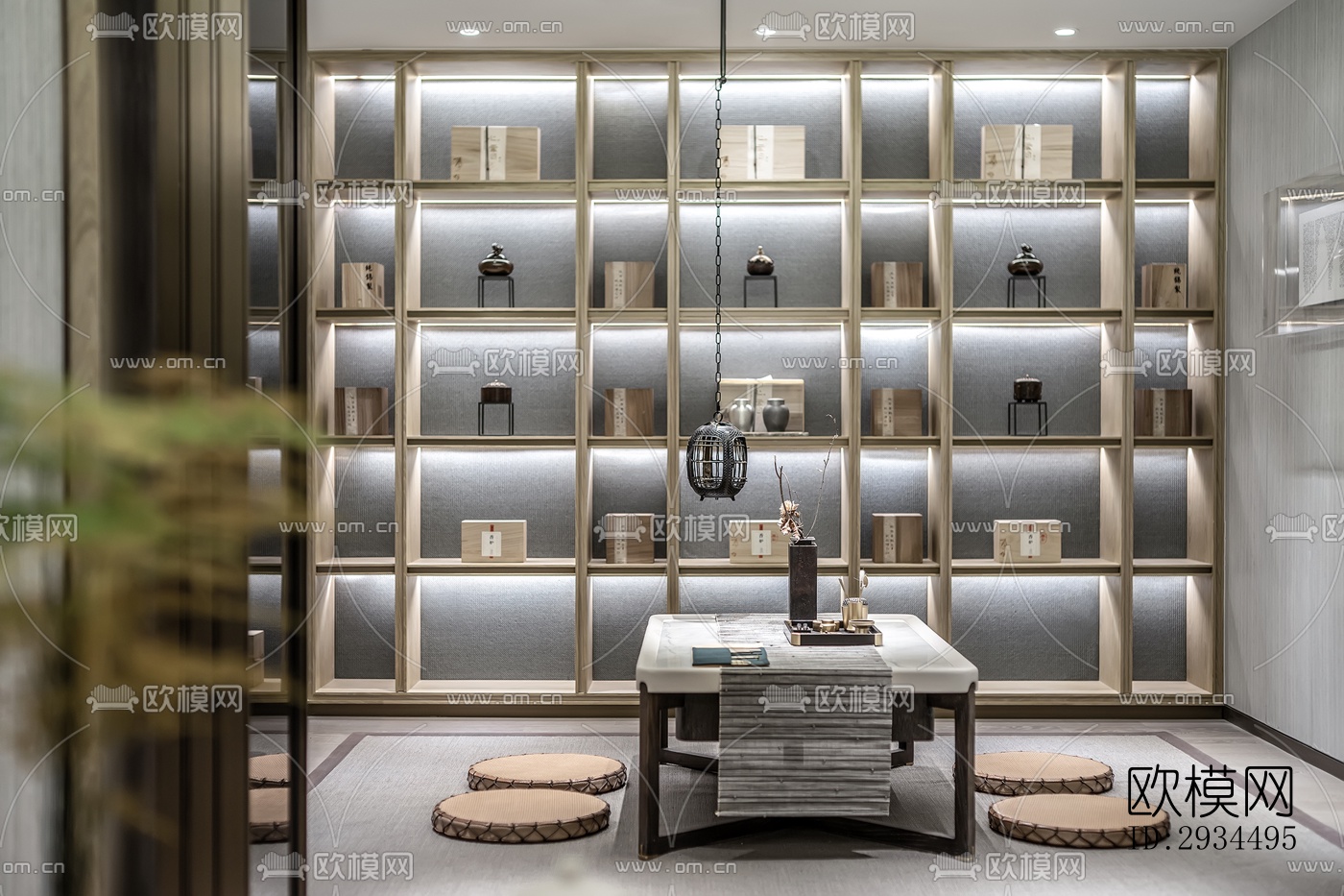 新中式平层效果图下载（渲染图7）