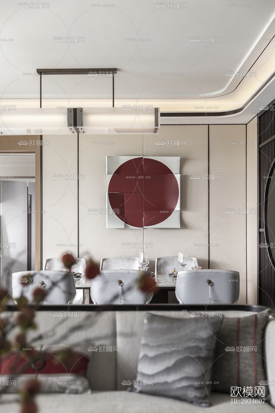 新中式平层效果图下载（渲染图8）