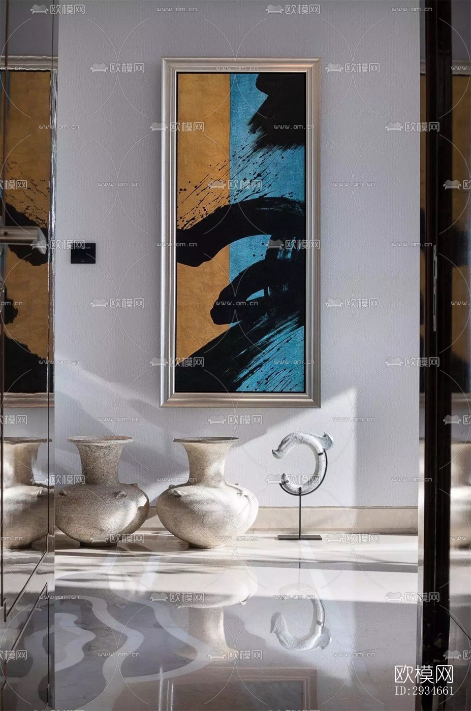 新中式平层效果图下载（渲染图9）