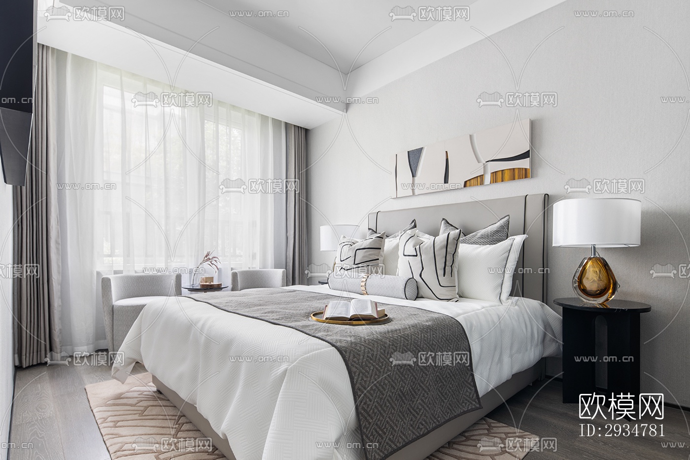 现代平层效果图下载（渲染图10）