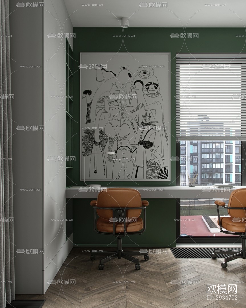 现代平层效果图下载（渲染图4）