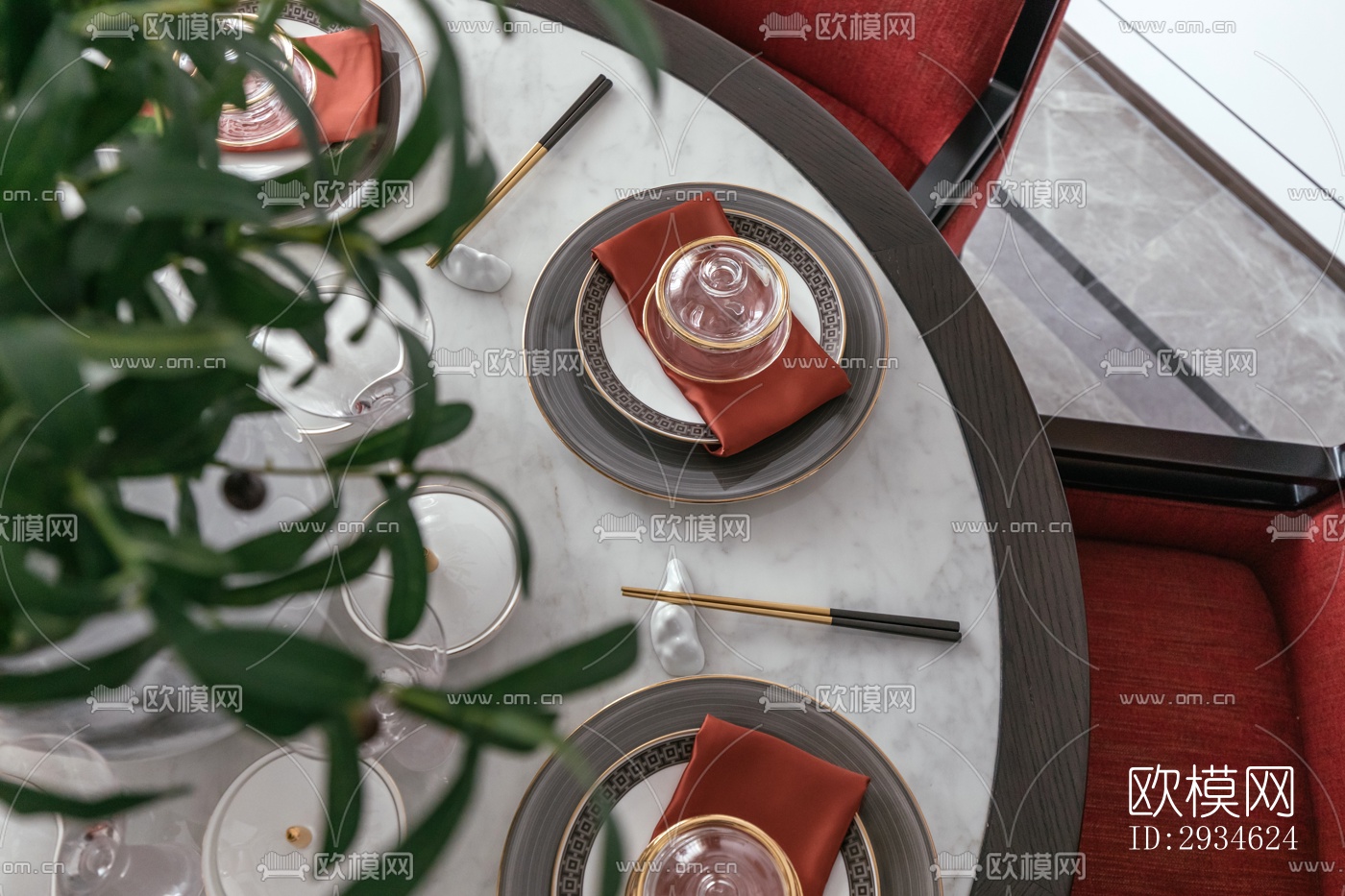 新中式平层效果图下载（渲染图20）