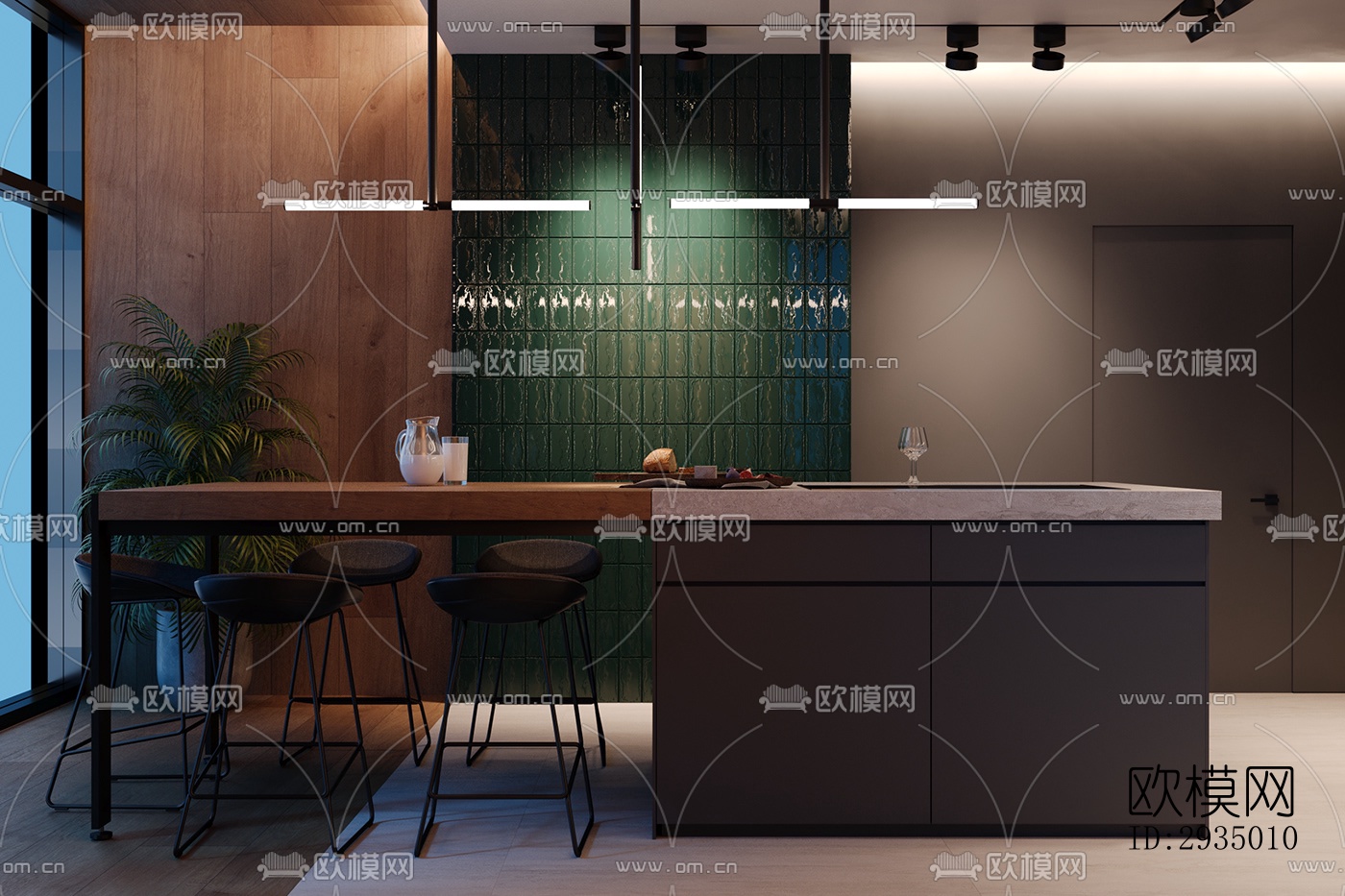 现代平层效果图下载（渲染图9）