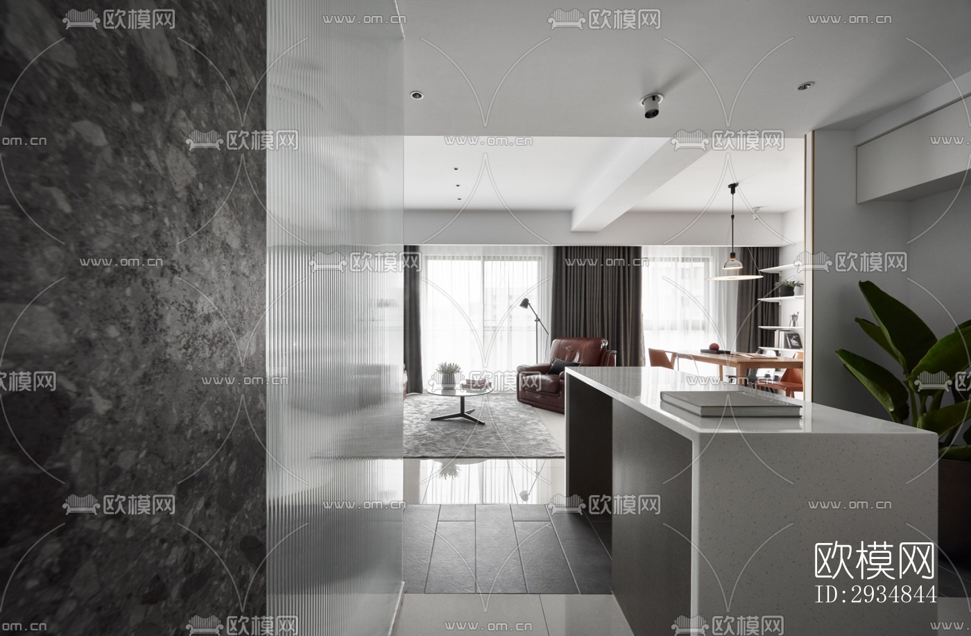 现代平层效果图下载（渲染图2）