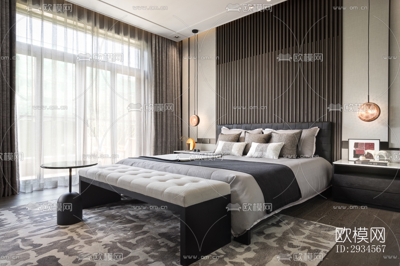 新中式平层效果图下载（渲染图6）