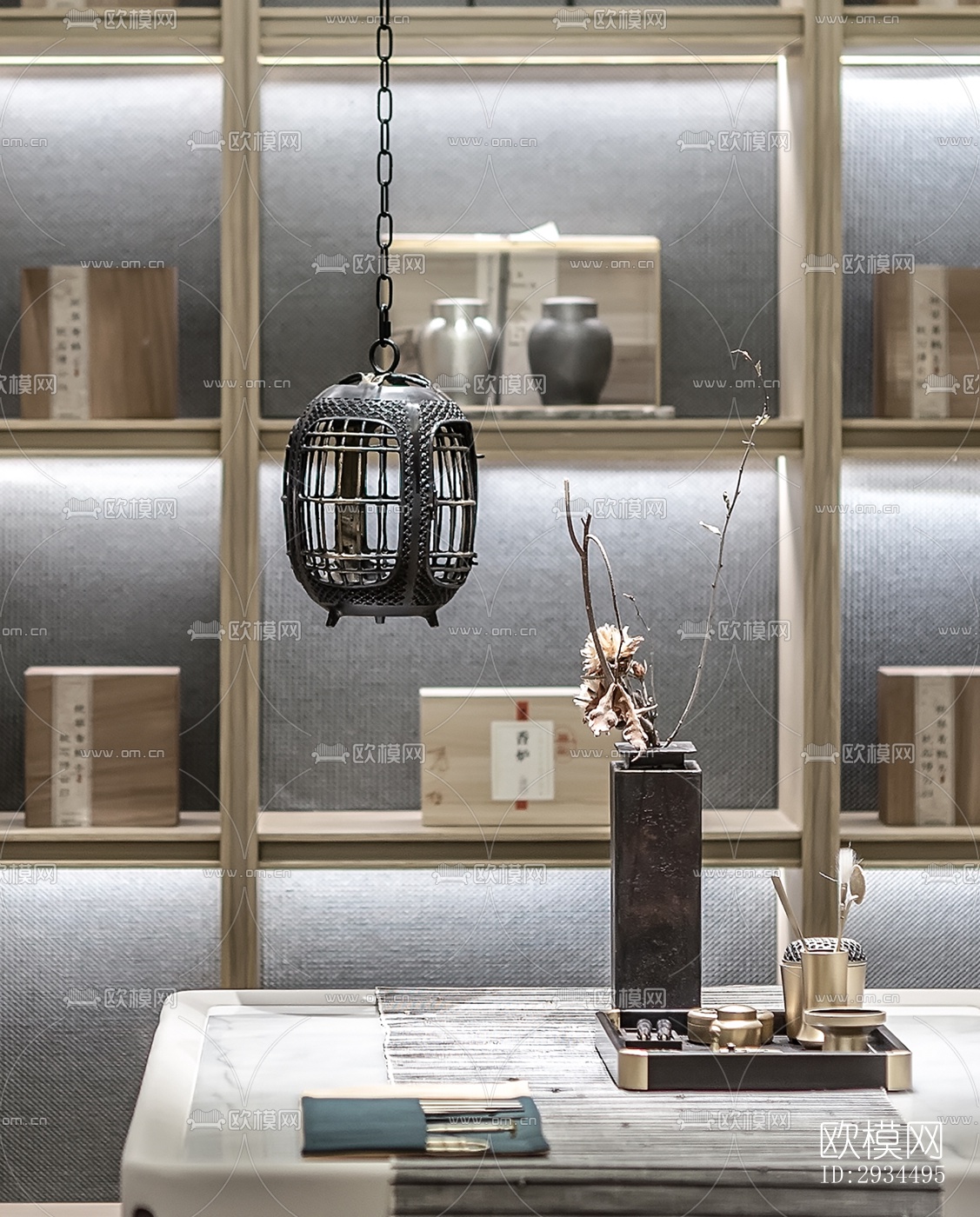 新中式平层效果图下载（渲染图8）