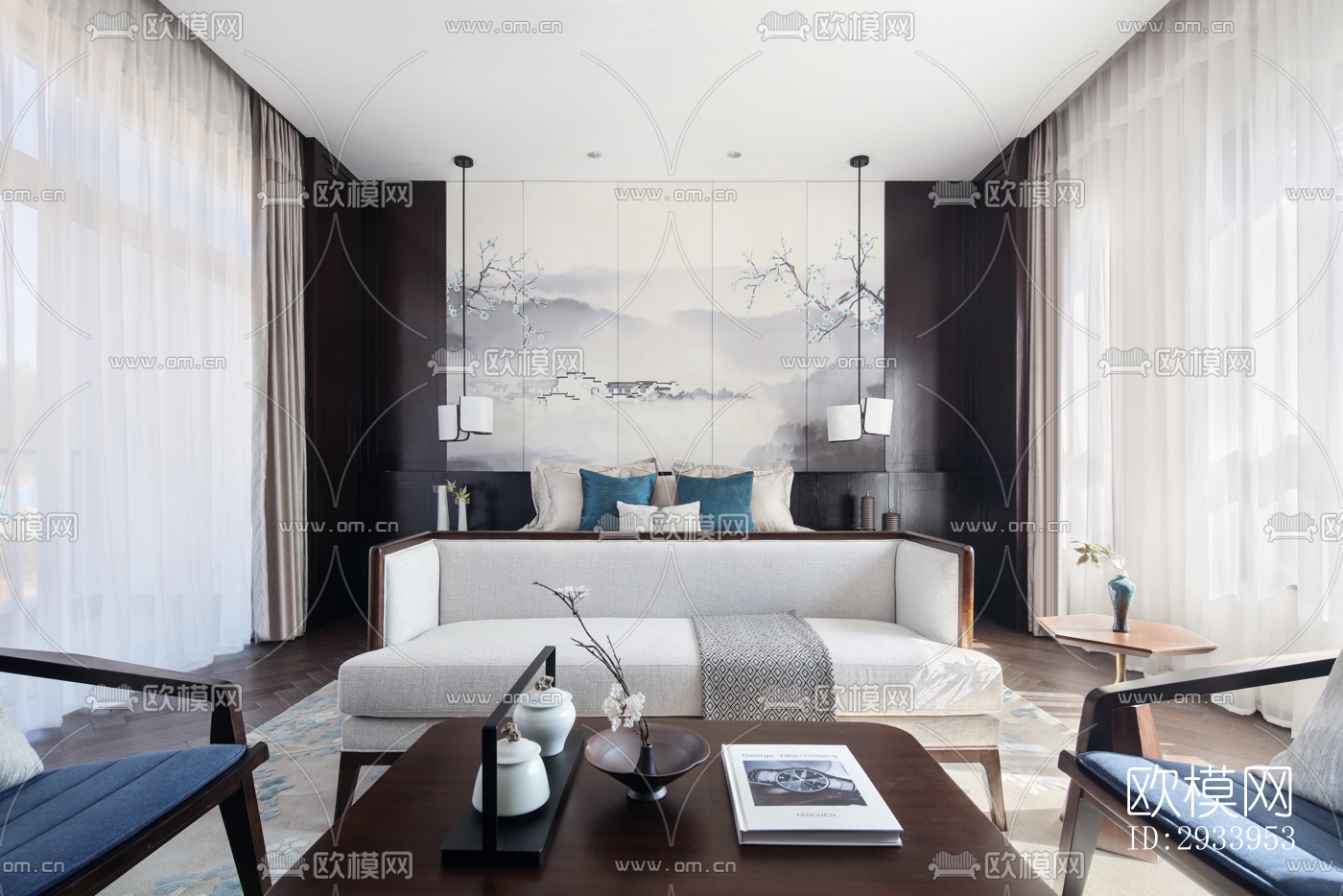 新中式别墅效果图下载（渲染图16）