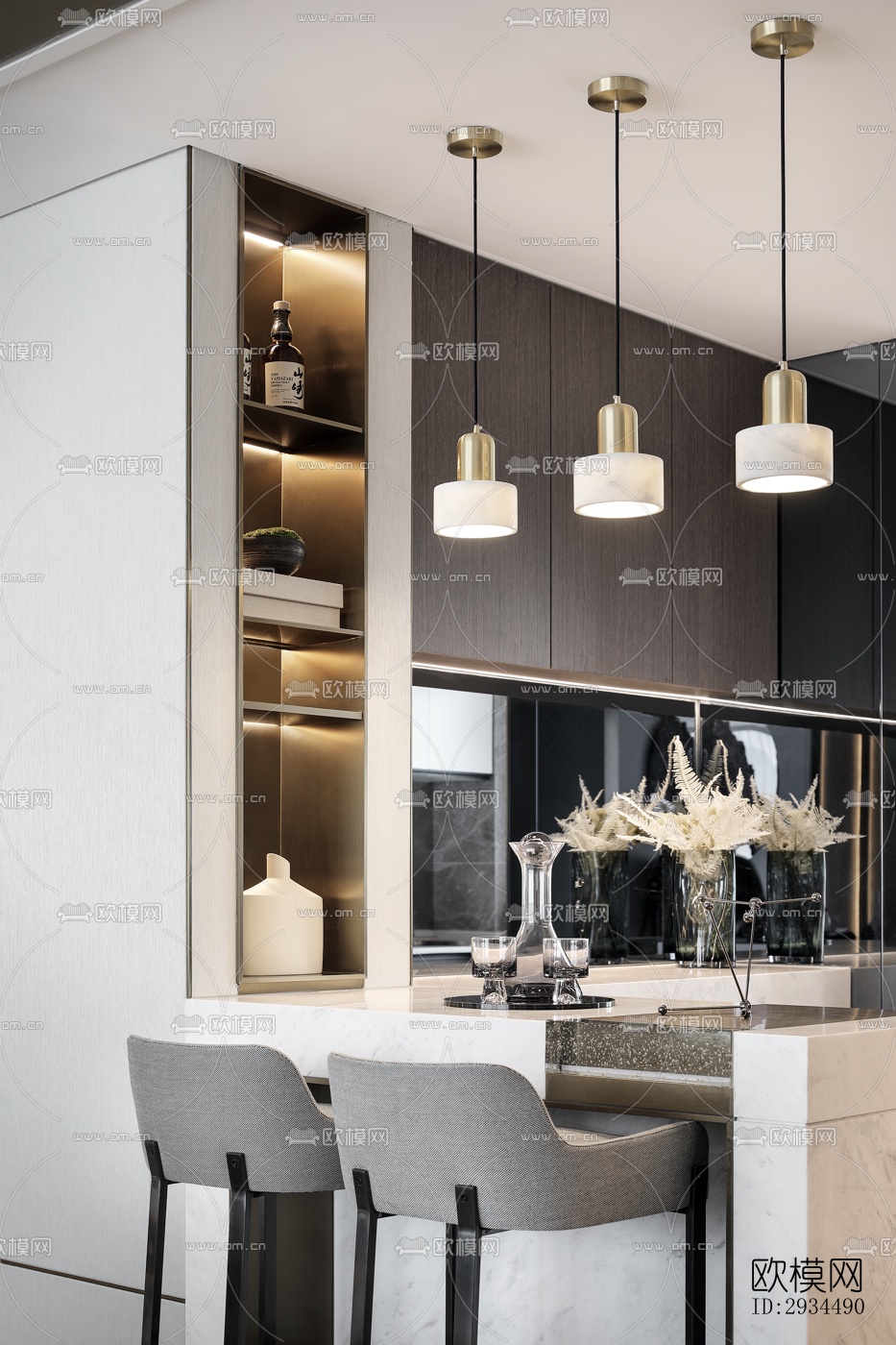 新中式平层效果图下载（渲染图4）