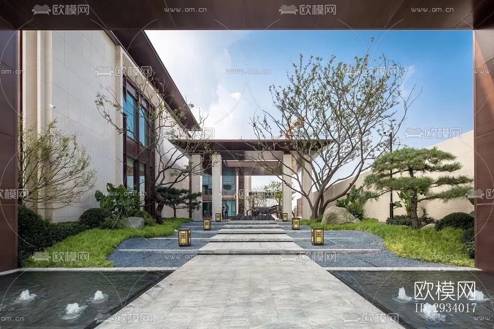 新中式别墅效果图下载（渲染图1）