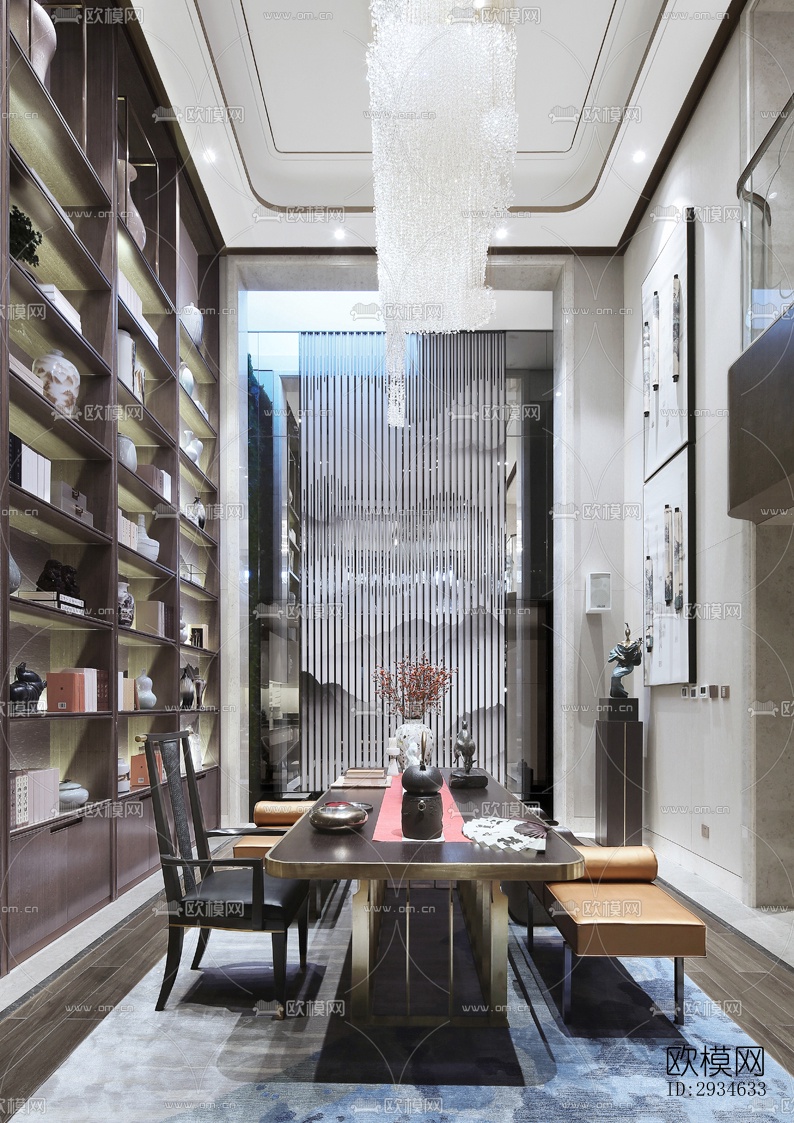 新中式平层效果图下载（渲染图16）