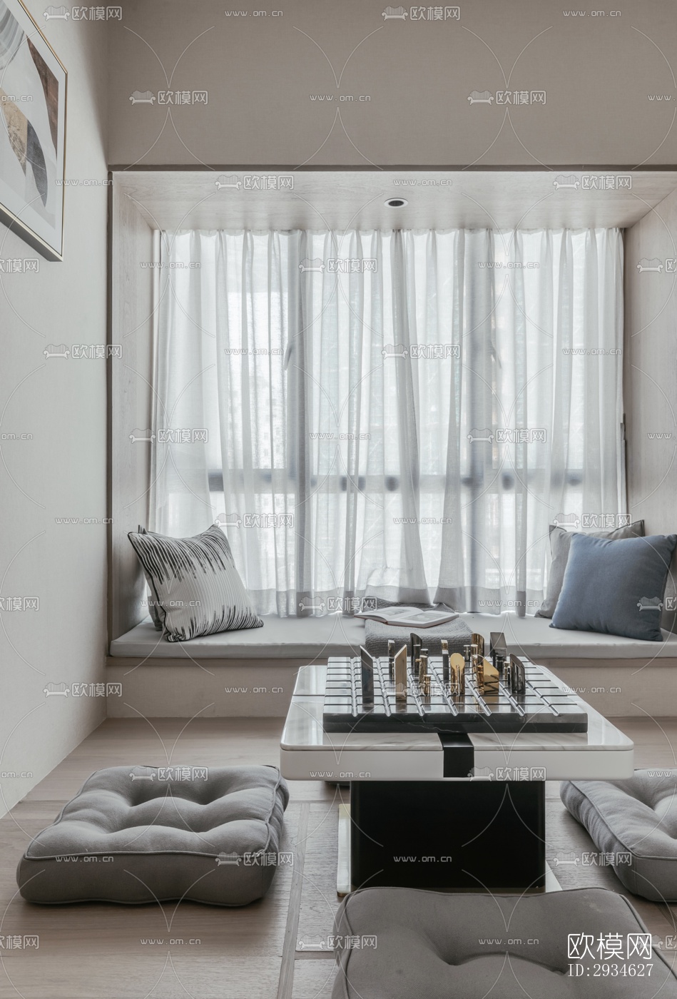 新中式平层效果图下载（渲染图19）