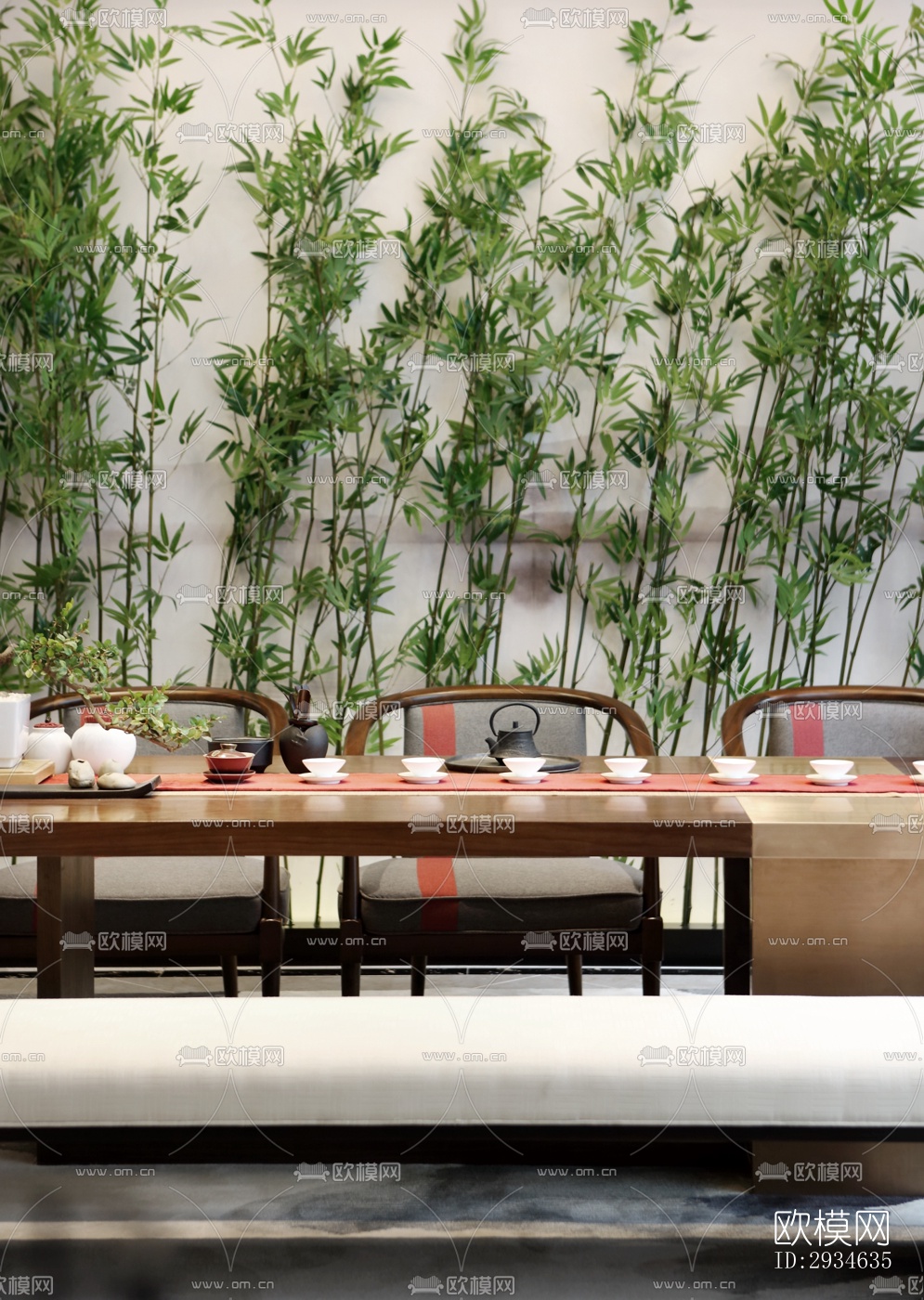 新中式平层效果图下载（渲染图12）