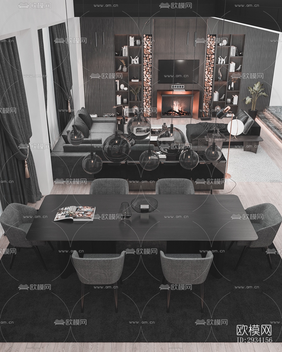 高级灰别墅效果图下载（渲染图17）