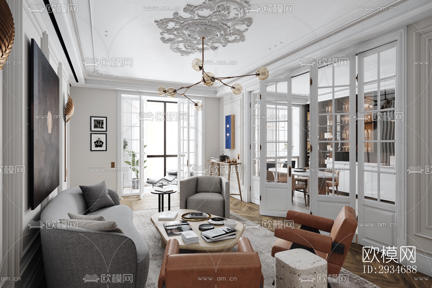 欧式平层效果图下载（渲染图17）