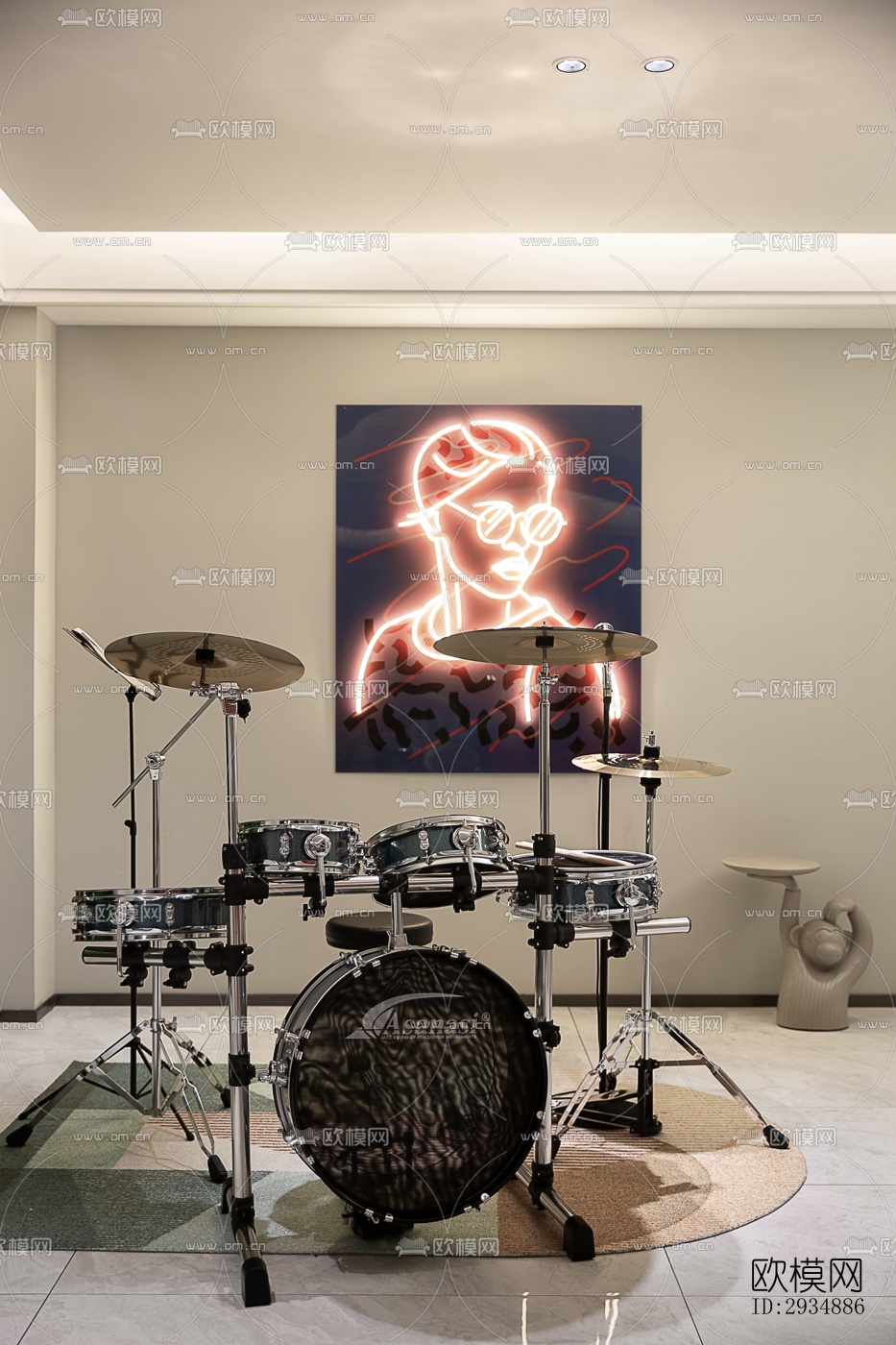 现代平层效果图下载（渲染图9）