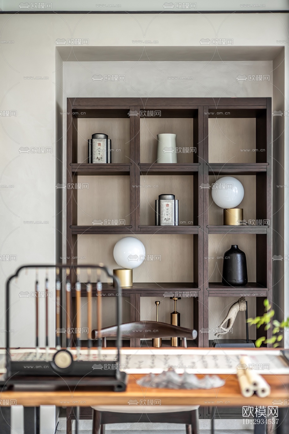 新中式平层效果图下载（渲染图7）