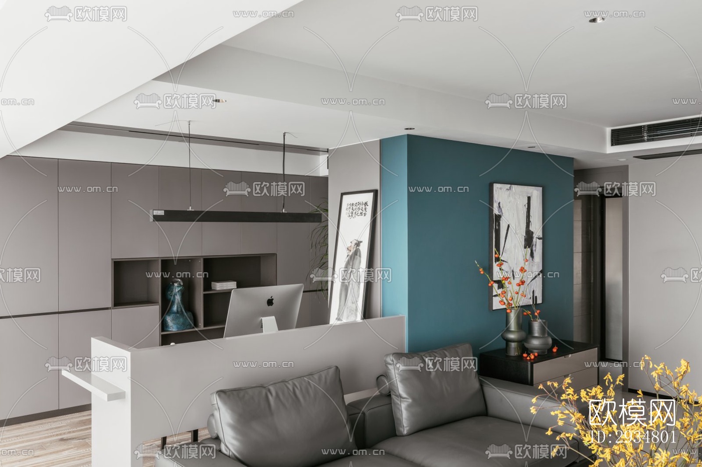 现代平层效果图下载（渲染图10）