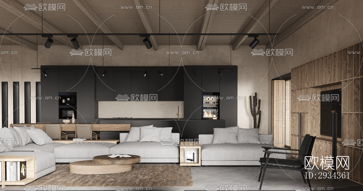 侘寂平层效果图下载（渲染图1）