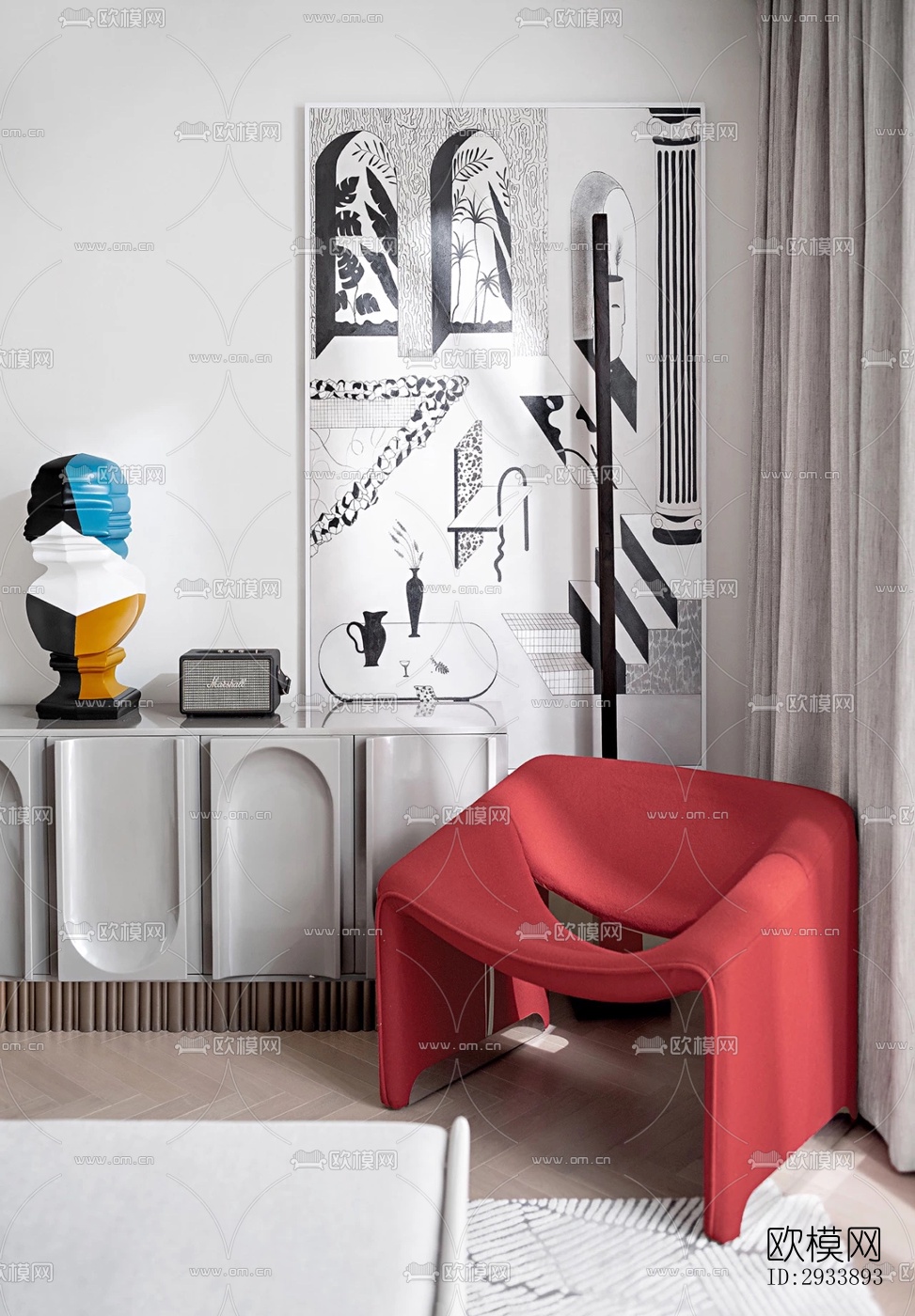 新中式别墅效果图下载（渲染图4）