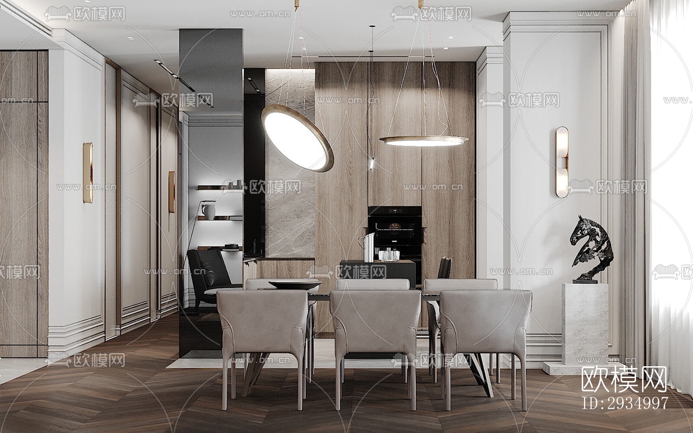 现代平层效果图下载（渲染图4）