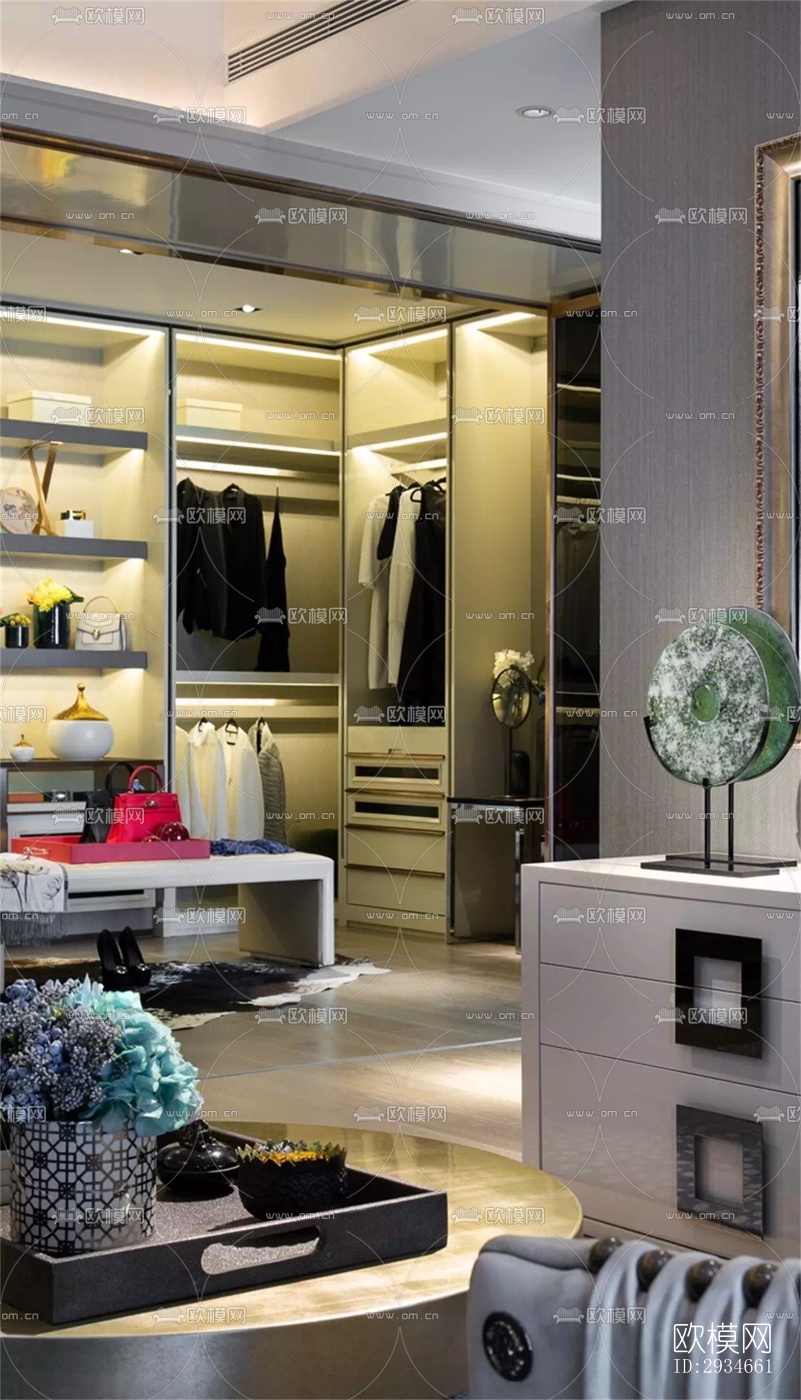 新中式平层效果图下载（渲染图14）