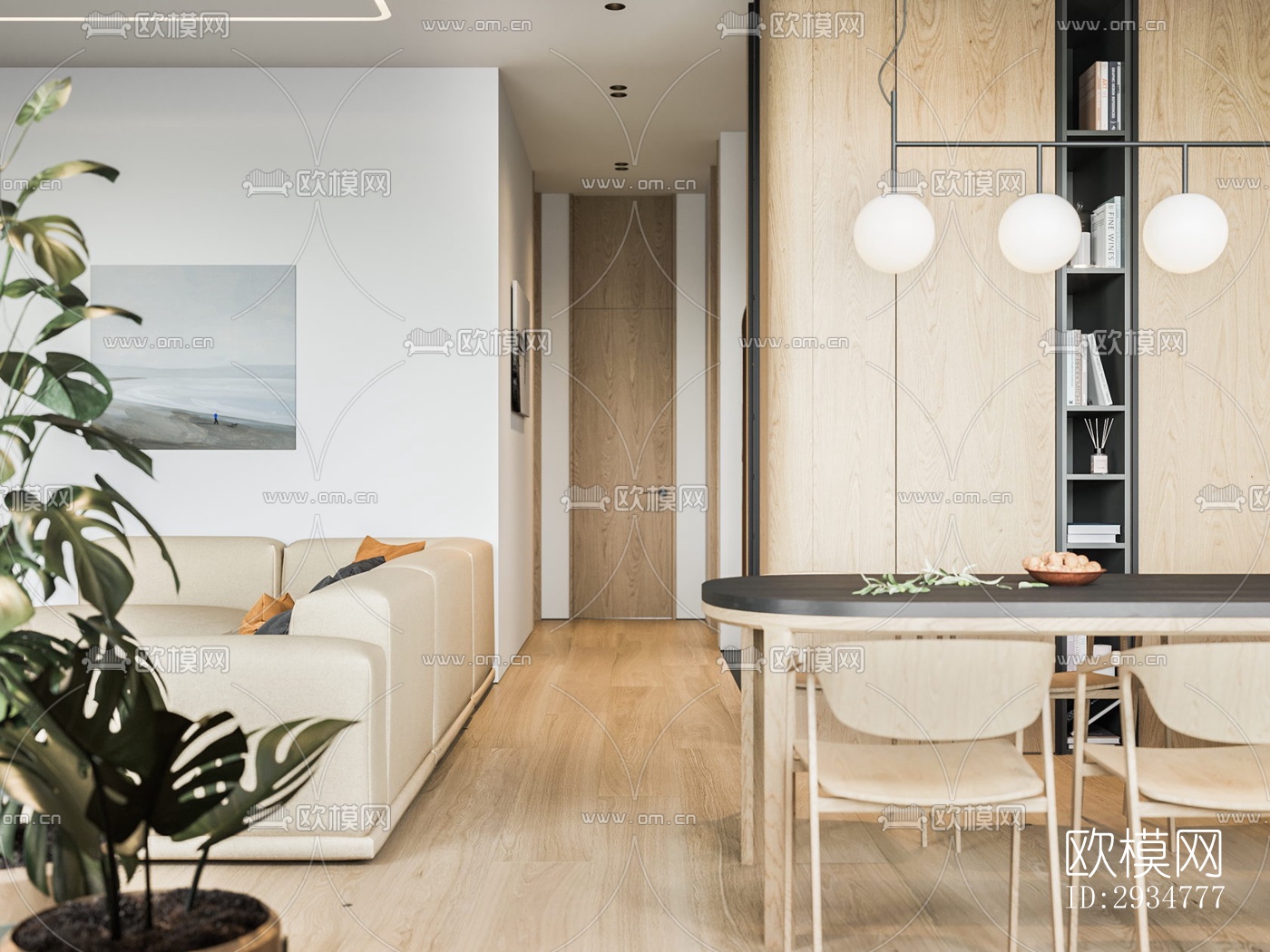 现代平层效果图下载（渲染图3）