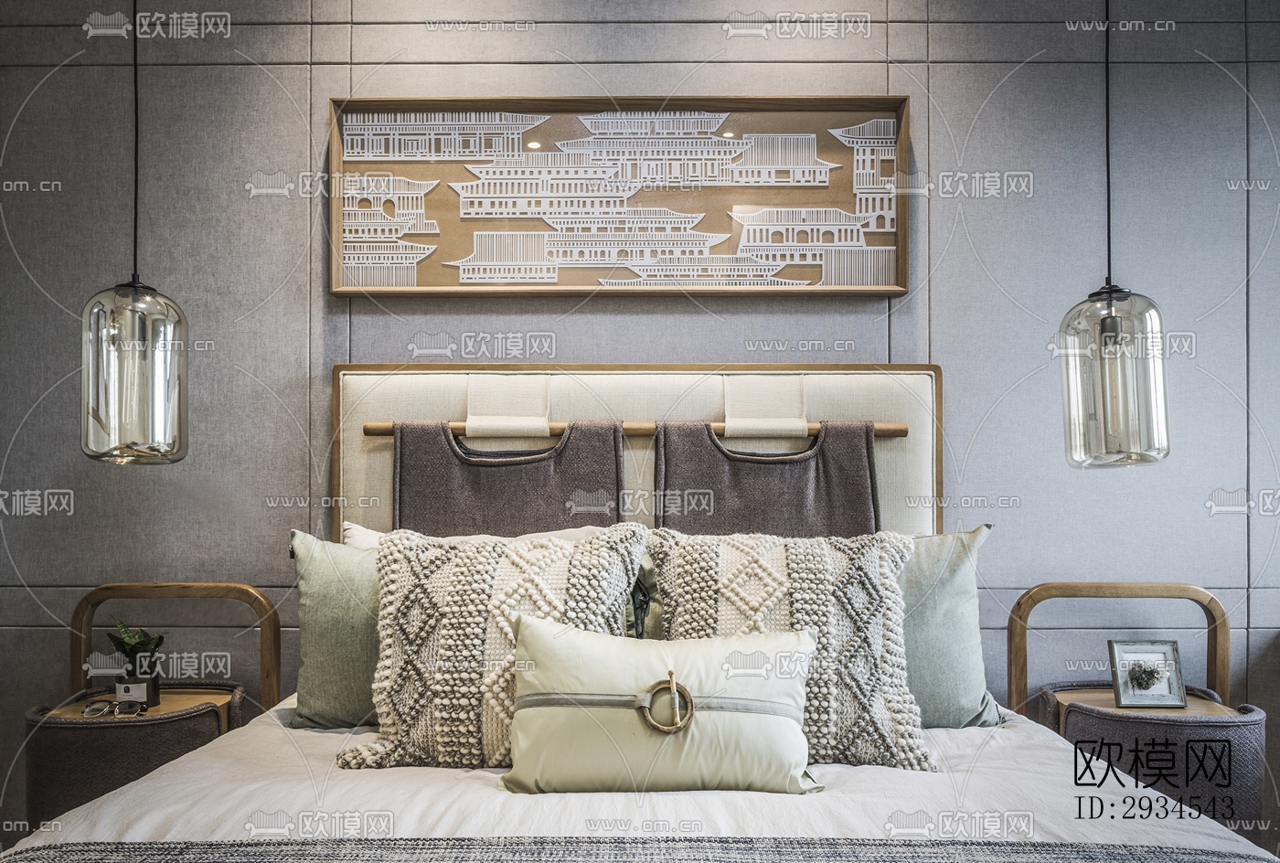 新中式平层效果图下载（渲染图11）