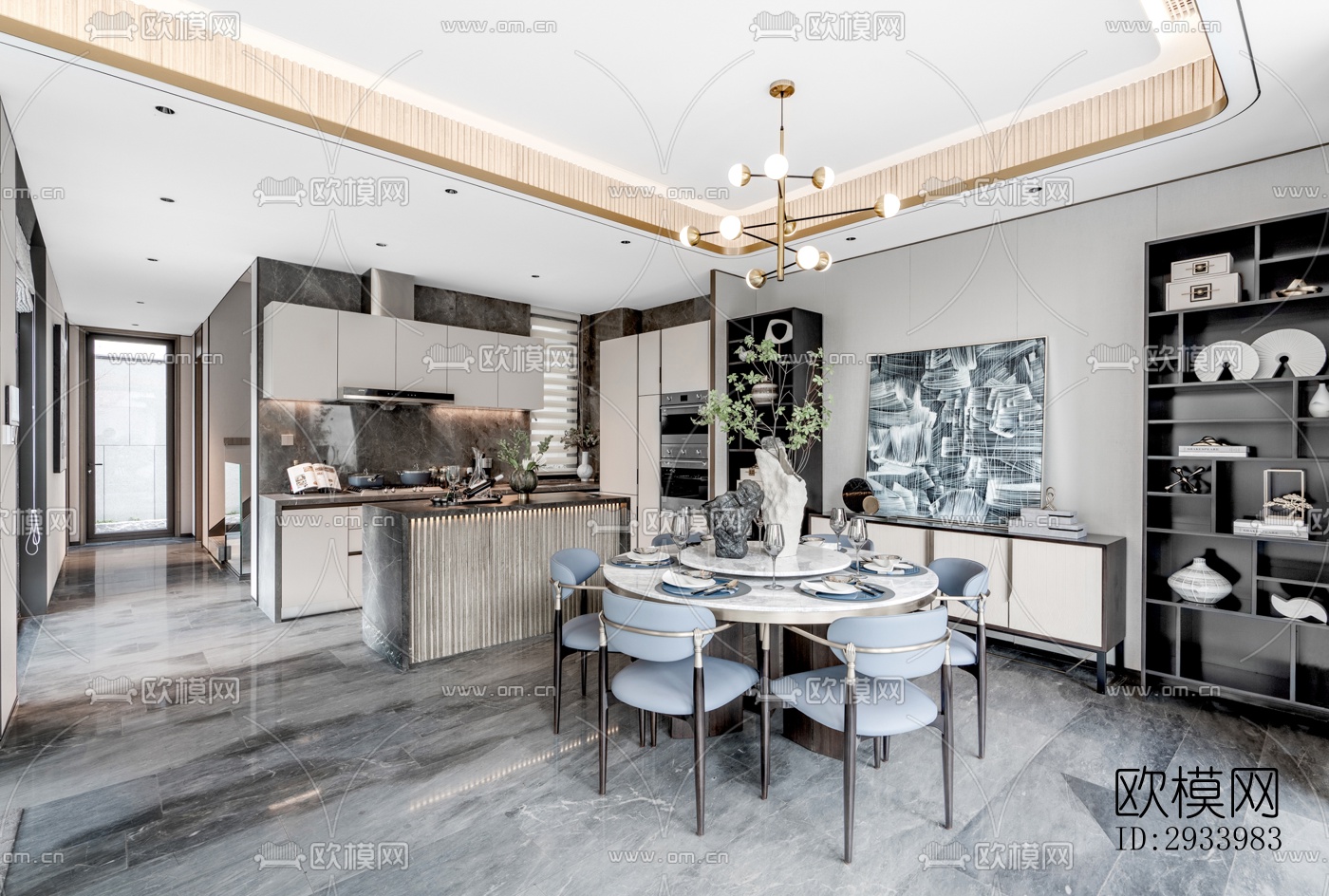 新中式别墅效果图下载（渲染图15）