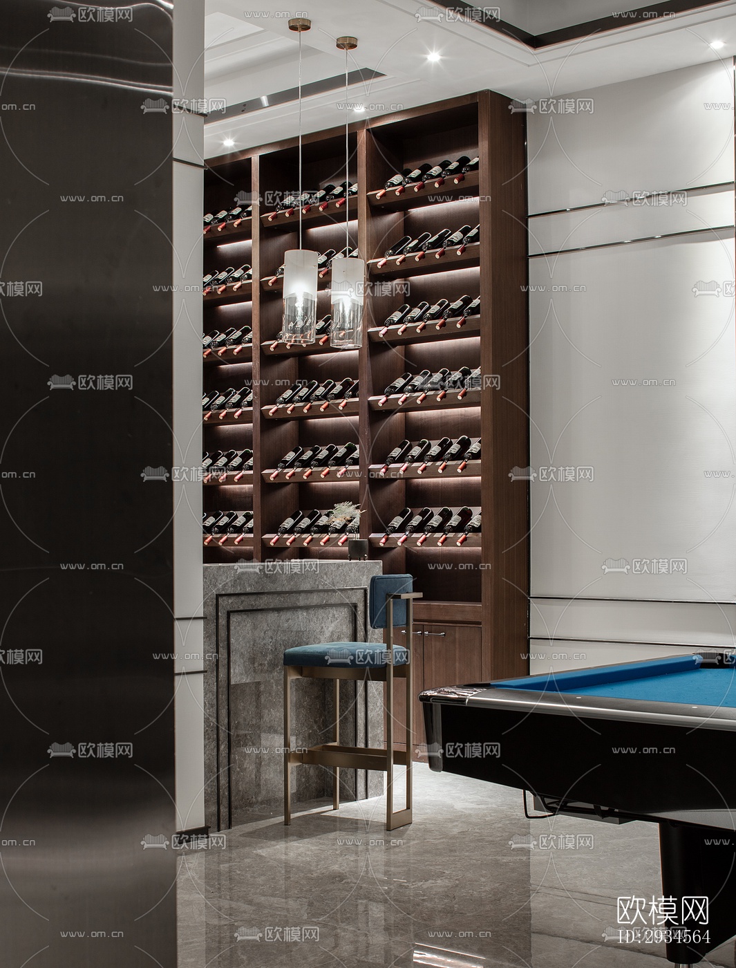 新中式平层效果图下载（渲染图14）