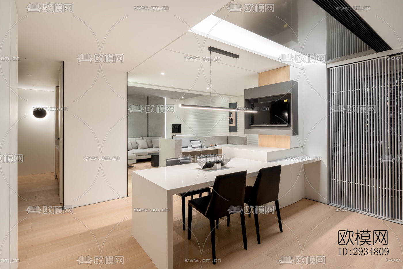 现代平层效果图下载（渲染图15）