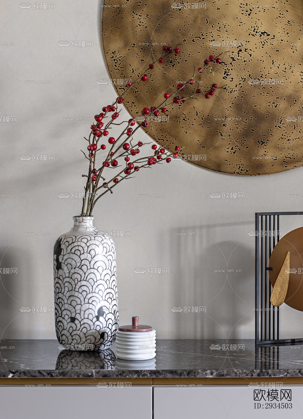 新中式平层效果图下载（渲染图8）